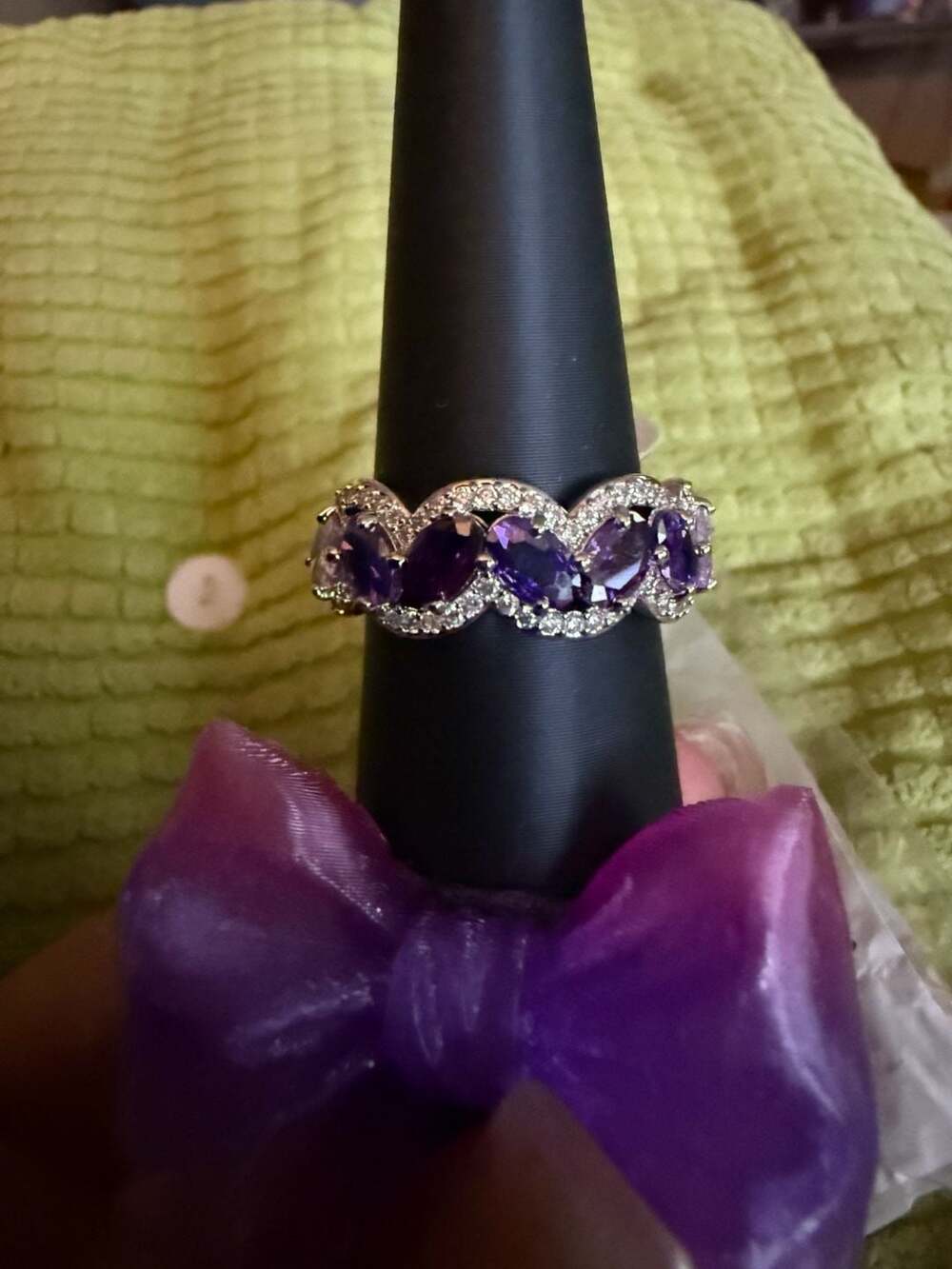 Bomb Party Brilliantly Fleeting Forever Amethyst Cubic Zirconia Rhodium Plated R